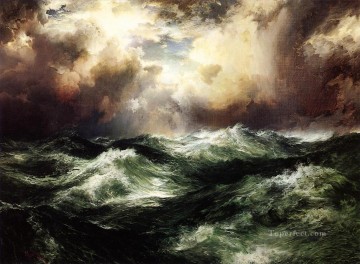 トーマス・モラン 月明かりに照らされた海の波 Oil Paintings